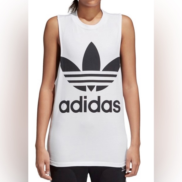 ADIDAS ORIGINALS Women's Trefoil Oversize Logo Muscle Tank - Picture 3 of 7